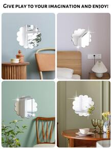 1 miếng dán tường gương hình dạng bất đối xứng, miếng dán gương Acrylic dày 2mm, thích hợp cho phòng ngủ, phòng khách, phòng tắm, nhà bếp. Quà tặng tốt nhất - Bạc - Xem 2