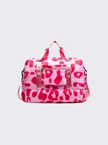 Fashionable, Simple, Fashionable, Large-Capacity Travel Luggage Bag For Women With Contrasting Leopard Print Handbag, Dry And Wet Separation, Independent Shoe Compartment, Trolley Crossbody Bag, Suitable For Short-Distance Business Trips, Travel, Fitness, Sports, And Overnight Stays In The Hospital. - Pink - View 5
