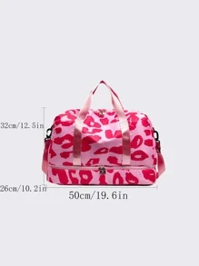 Fashionable, Simple, Fashionable, Large-Capacity Travel Luggage Bag For Women With Contrasting Leopard Print Handbag, Dry And Wet Separation, Independent Shoe Compartment, Trolley Crossbody Bag, Suitable For Short-Distance Business Trips, Travel, Fitness, Sports, And Overnight Stays In The Hospital. - Pink - View 6