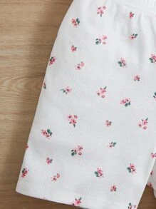 SHEIN Mädchen Pyjama Set mit Blümchen Muster, Figurbetont