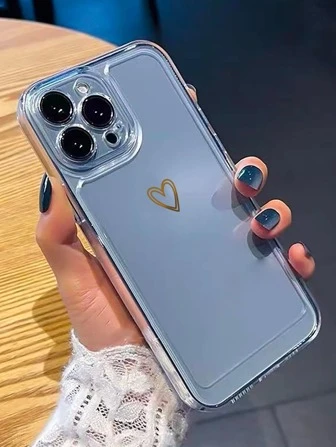 Funda transparente para teléfono con patrón de corazón compatible con iPhone 15/15Pro/15Plus/15Promax