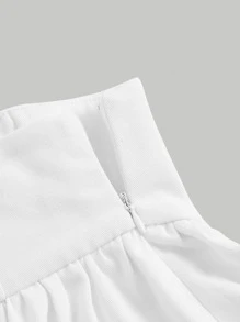 SHEIN MOD Shorts con botón delantero bajo amplio - Blanco - Ver 5