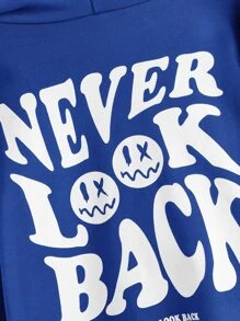 SHEIN Tween Boy Cartoon & Slogan Graphic Drop Shoulder Sweatshirt - Blue - View 4