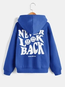 SHEIN Tween Boy Cartoon & Slogan Graphic Drop Shoulder Sweatshirt - Blue - View 5