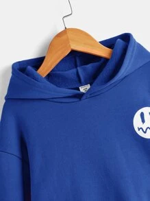 SHEIN Tween Boy Cartoon & Slogan Graphic Drop Shoulder Sweatshirt - Blue - View 6