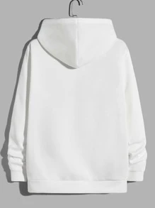 Manfinity Men Slogan & Palm Tree Print Hoodie - White - View 4