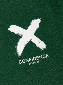 Manfinity Men Letter Graphic Sweatshirt - Dark Green - View 2