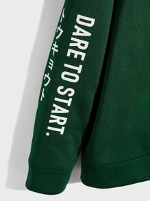 Manfinity Men Letter Graphic Sweatshirt - Dark Green - View 3