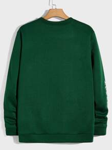 Manfinity Men Letter Graphic Sweatshirt - Dark Green - View 4