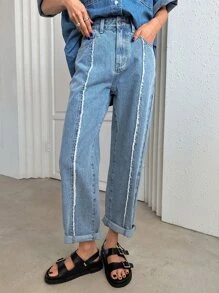 DAZY Xén Thô Quần legging thẳng - Rửa nhẹ - Xem 1