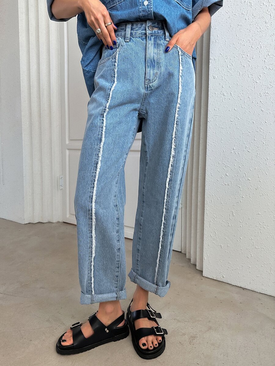 DAZY Xén Thô Quần legging thẳng - Rửa nhẹ - Xem 1