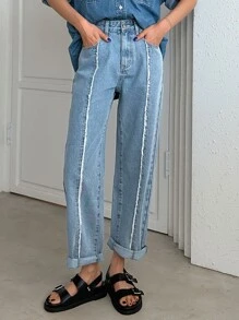 DAZY Xén Thô Quần legging thẳng - Rửa nhẹ - Xem 2