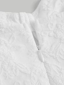 SHEIN MOD Elegant Solid Bustier Contrast Jacquard Cami Dress - White - View 3