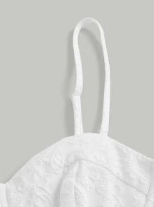 SHEIN MOD Elegant Solid Bustier Contrast Jacquard Cami Dress - White - View 4