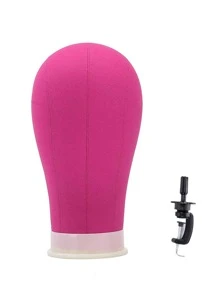 Wig Head Mannequin Head Canvas Block Wig Head with Stand for Wig Making Styling Model - Rose Red - View 1