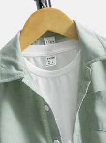 SHEIN 小男童口袋貼布襯衫和短褲不帶T恤