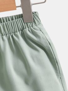 SHEIN 小男童口袋貼布襯衫和短褲不帶T恤