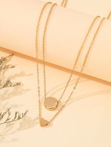 Collar a capas redondo & con accesorio de corazón - Amarillo Oro - Ver 2