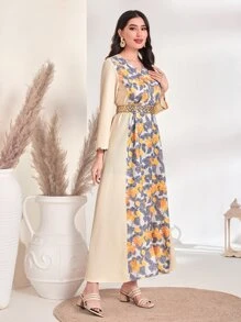 Al Najma 印花繫腰帶連衣裙 - 彩色 - 查看 3