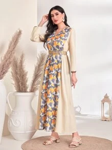 Al Najma 印花繫腰帶連衣裙 - 彩色 - 查看 4