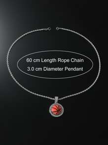 Hombres Collar con accesorio con diseño de diamante de imitación baloncesto - Plateado - Ver 4