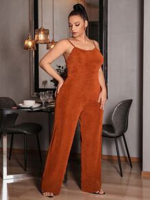 SHEIN SXY Plus Solid Cami Jumpsuit - Burnt Orange - View 1