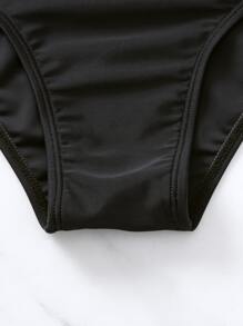 SHEIN Swim Bikini-Set für den Sommer mit tropischem Muster, Bügel-Unterteil und Wickel-Oberteil, inklusive Kimono