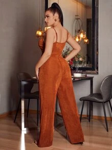 SHEIN SXY Plus Solid Cami Jumpsuit - Burnt Orange - View 2
