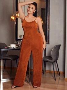 SHEIN SXY Plus Solid Cami Jumpsuit - Burnt Orange - View 6