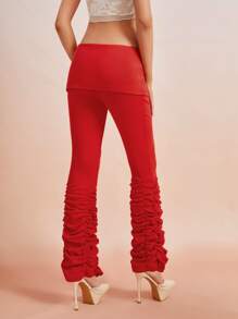 SHEIN ICON Quần nữ Xù màu trơn Giải trí - Đỏ - Xem 3