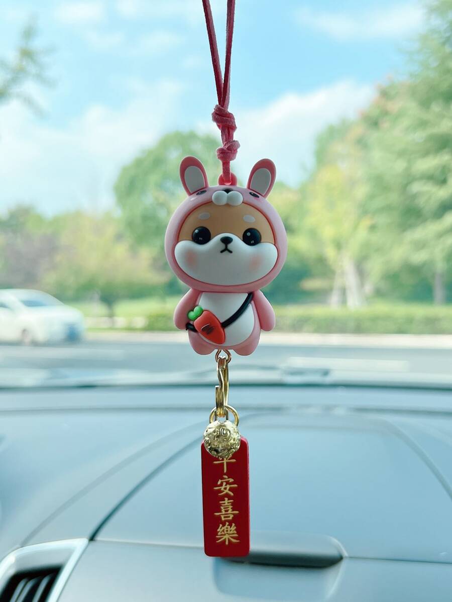 1pc Cartoon Rabbit Design Car Hanging Ornament - Multicolor - View 1