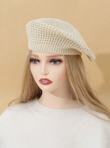Minimalist Solid Beret - Beige - View 1