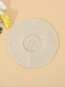 Minimalist Solid Beret - Beige - View 2