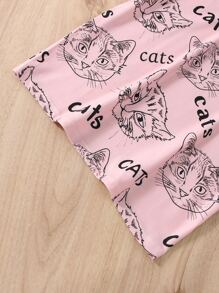 Girls 1pc Cat & Letter Graphic Tee - Baby Pink - View 5