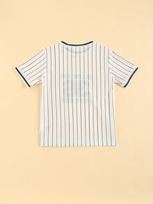 Girls Striped & Letter Graphic Cover Up - White - View 2