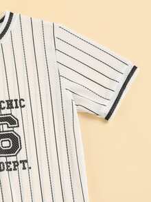 Girls Striped & Letter Graphic Cover Up - White - View 3