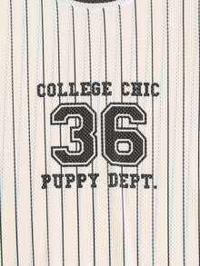 Girls Striped & Letter Graphic Cover Up - White - View 4