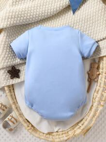 Baby Letter Graphic Bodysuit - Baby Blue - View 2