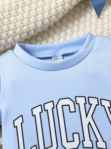 Baby Letter Graphic Bodysuit - Baby Blue - View 3