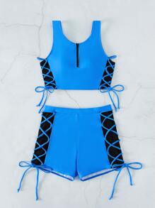 Bộ bikini ren lên bên bãi biển mùa hè - Màu xanh bạc hà - Xem 5