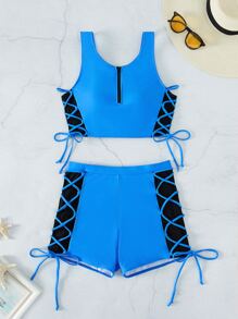 Bộ bikini ren lên bên bãi biển mùa hè - Màu xanh bạc hà - Xem 6