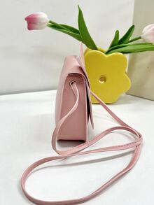 1pc Young Girls' Pu Leather Cute Cat Pattern Crossbody Bag With Flap Closure, Perfect For Daily Use - Pink - View 8