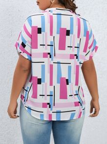 SHEIN Clasi Áo sơ mi Plus Size Hình học Giải trí - Nhiều màu - Xem 2