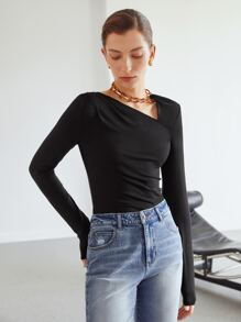 MOTF PREMIUM CHAIN-NECK TOP - Black - View 5