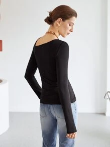 MOTF PREMIUM CHAIN-NECK TOP - Black - View 6