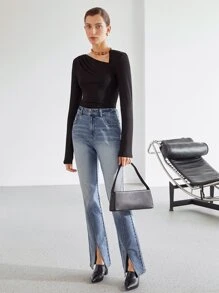 MOTF PREMIUM CHAIN-NECK TOP - Black - View 7