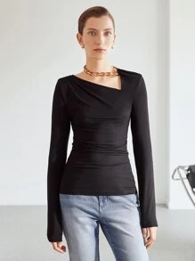 MOTF PREMIUM CHAIN-NECK TOP - Black - View 8