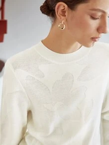 MOTF PREMIUM Áo Len Họa Tiết Len - Màu be - Xem 3