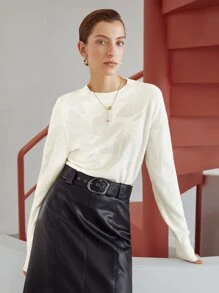 MOTF PREMIUM Áo Len Họa Tiết Len - Màu be - Xem 4