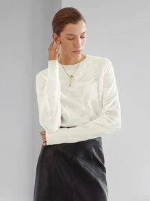 MOTF PREMIUM Áo Len Họa Tiết Len - Màu be - Xem 5